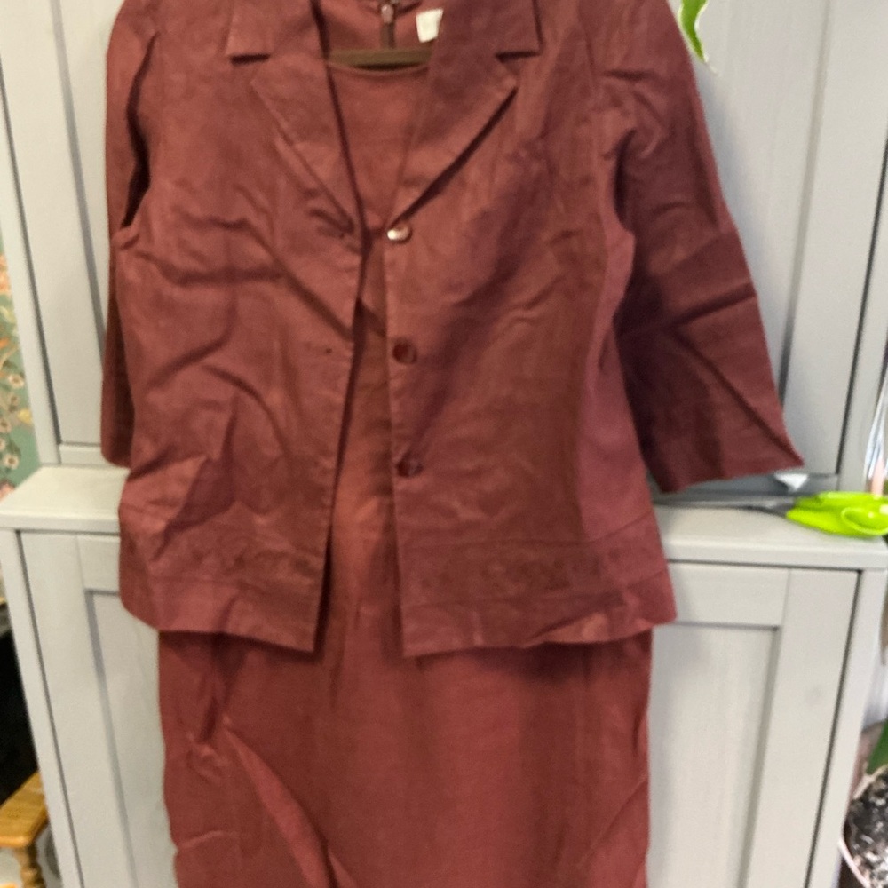 Petite Sophisticate Maroon Dress and Jacket Set